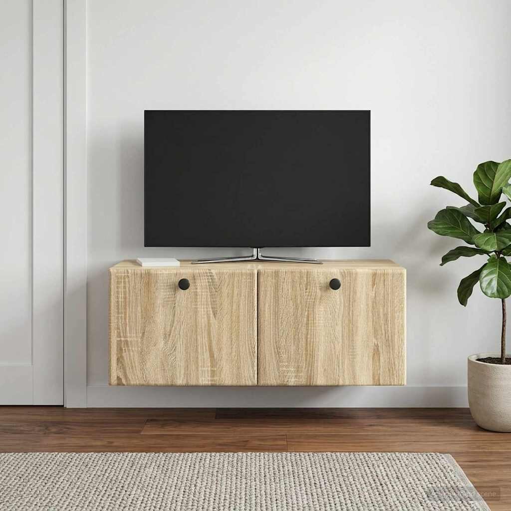 vidaXL Стенно монтиран ТВ шкаф 785 x 31 x 30 см Дъб сонома