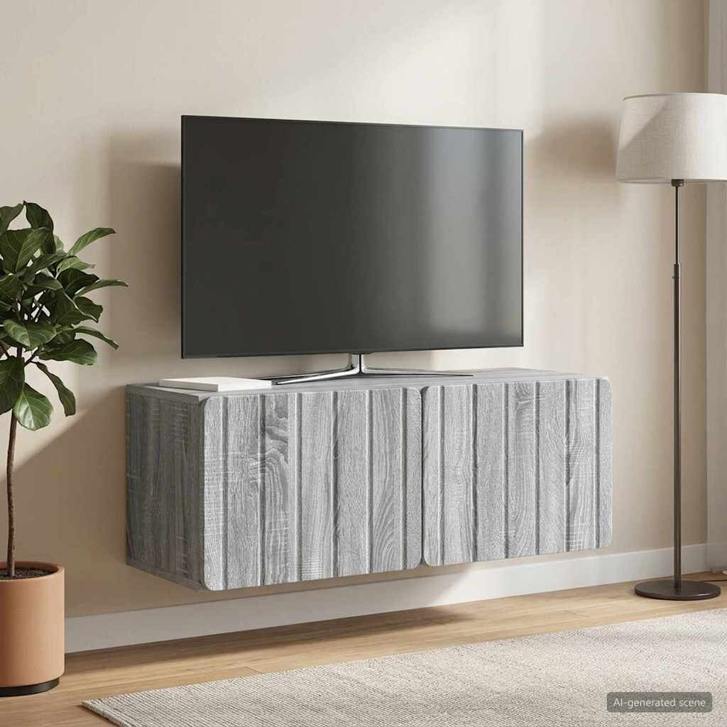 vidaXL Стенно монтиран ТВ шкаф 785 x 31 x 30 см Сив Сонома