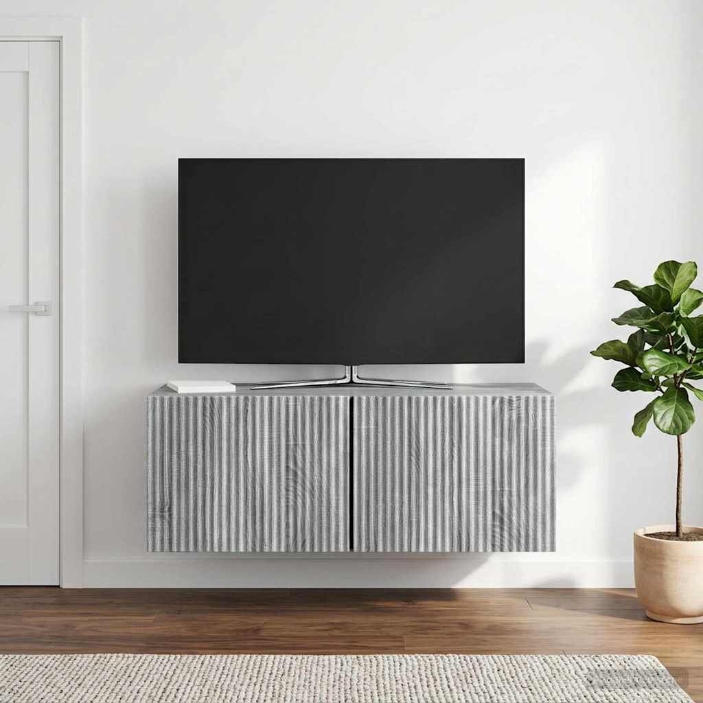 vidaXL Стенно монтиран ТВ шкаф 785 x 31 x 30 см Сива сонома