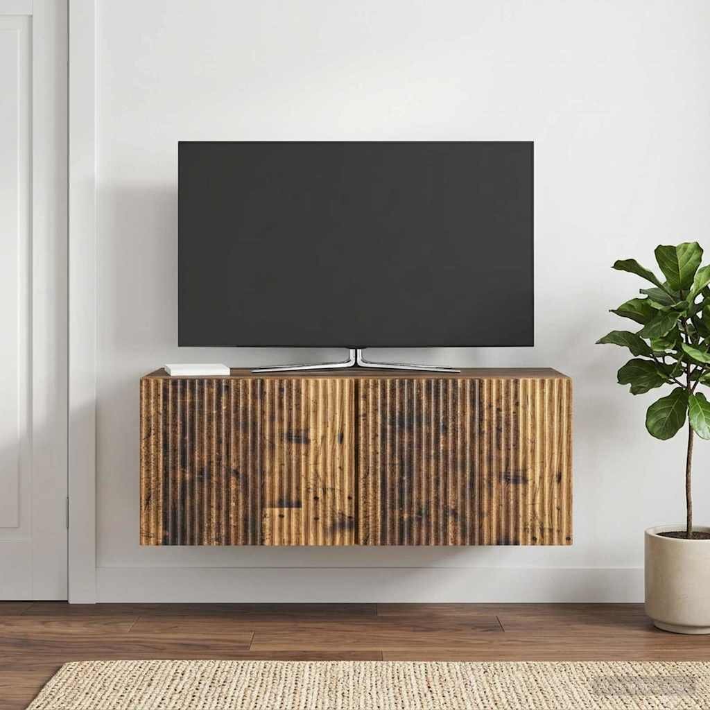 vidaXL Стенно монтиран ТВ шкаф 785 x 31 x 30 см Старо дърво