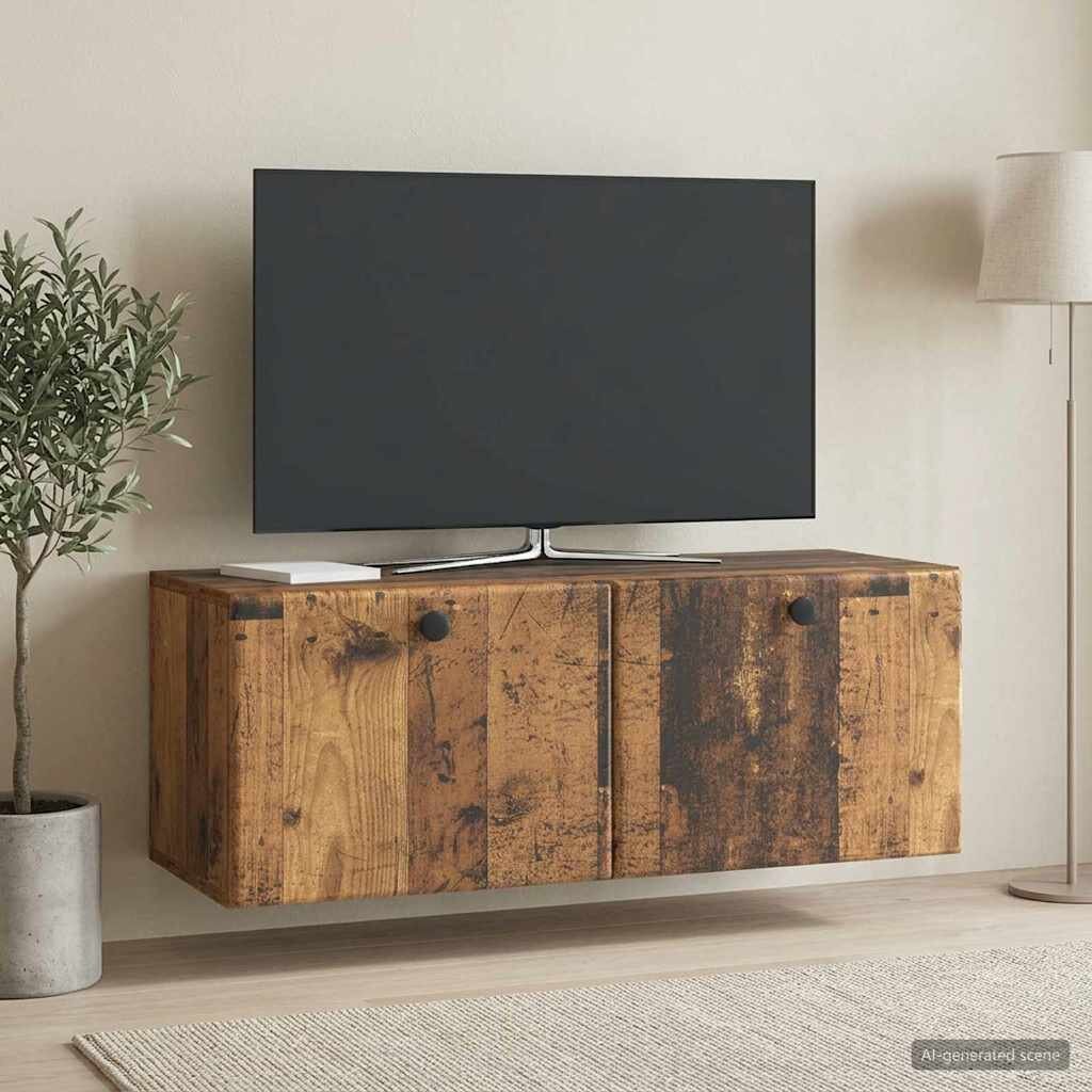 vidaXL Стенно монтиран ТВ шкаф 785 x 31 x 30 см Старо дърво