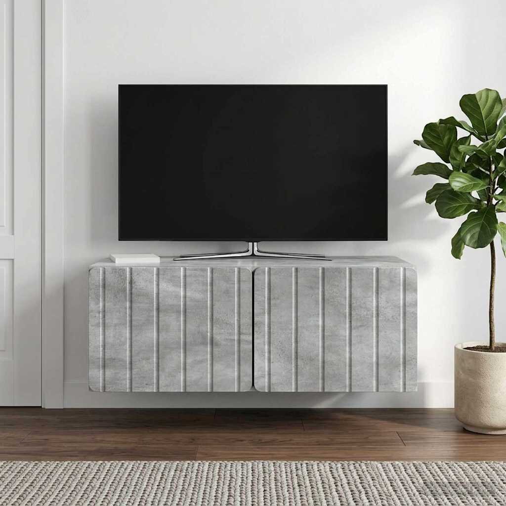 vidaXL Стенно монтиран ТВ шкаф 785 x 41 x 30 см Бетонно сиво