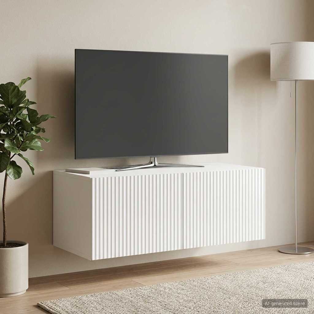 vidaXL Стенно монтиран ТВ шкаф 785 x 41 x 30 см Бял гланц