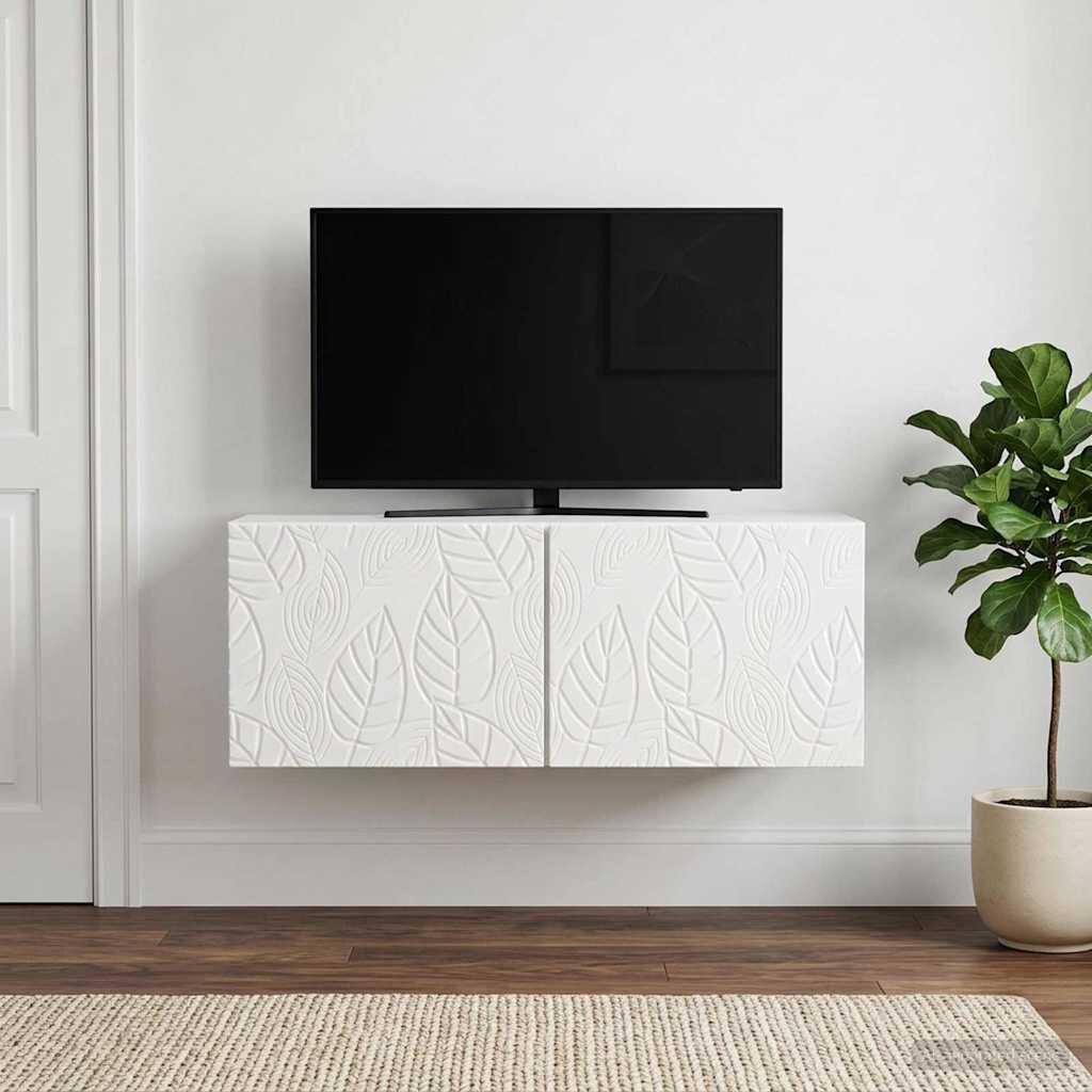 vidaXL Стенно монтиран ТВ шкаф 785 x 41 x 30 см Бял гланц