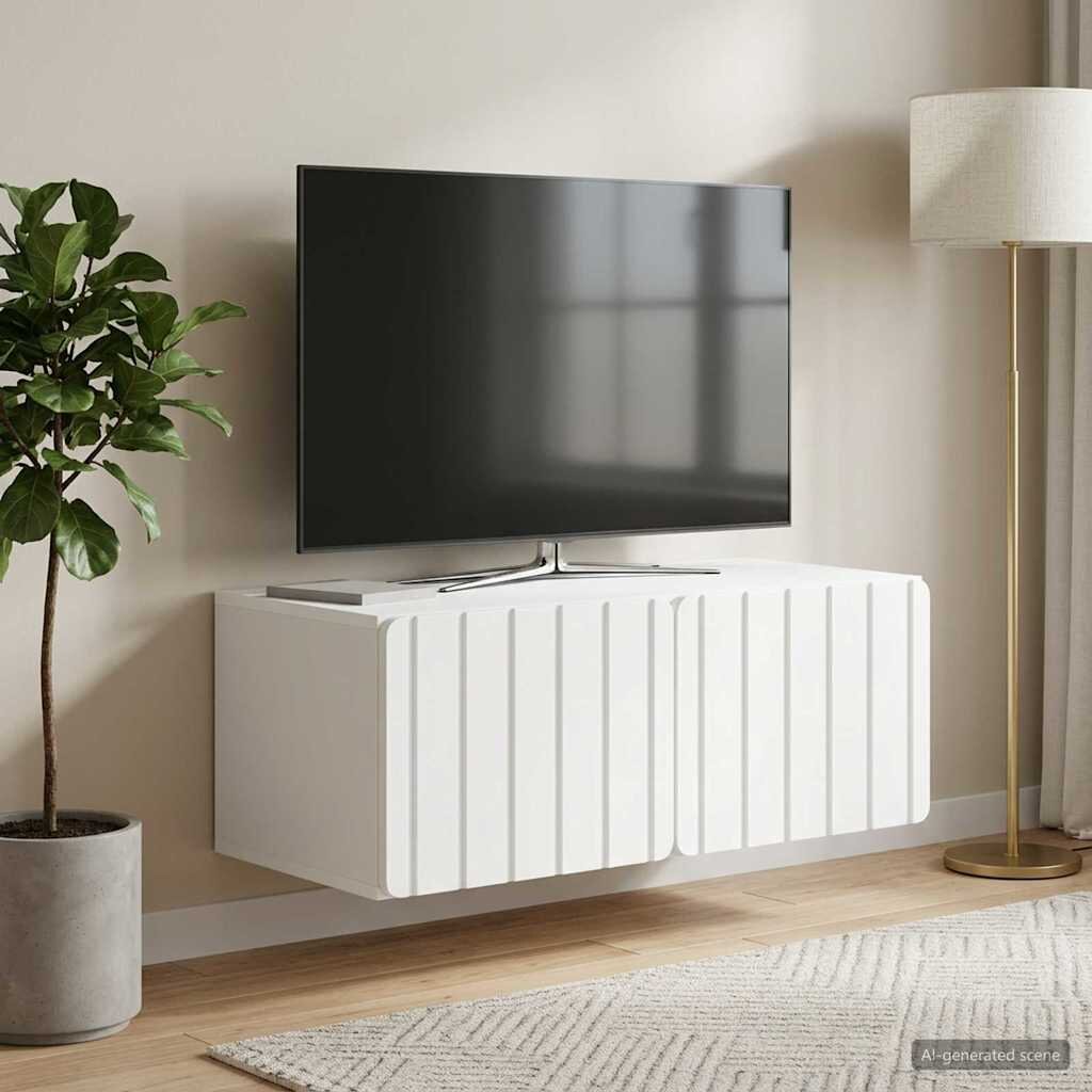 vidaXL Стенно монтиран ТВ шкаф 785 x 41 x 30 см Бяло