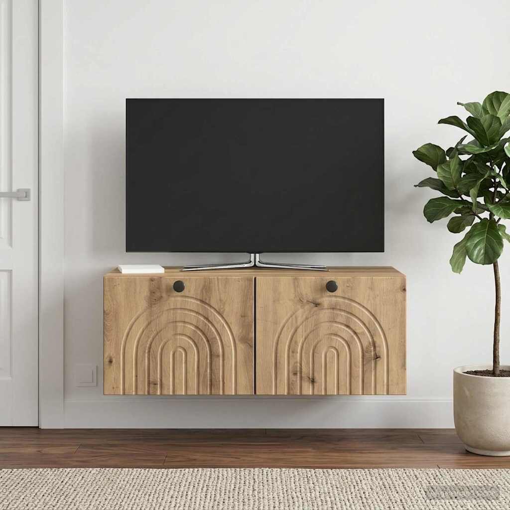 vidaXL Стенно монтиран ТВ шкаф 785 x 41 x 30 см Дъб артизан
