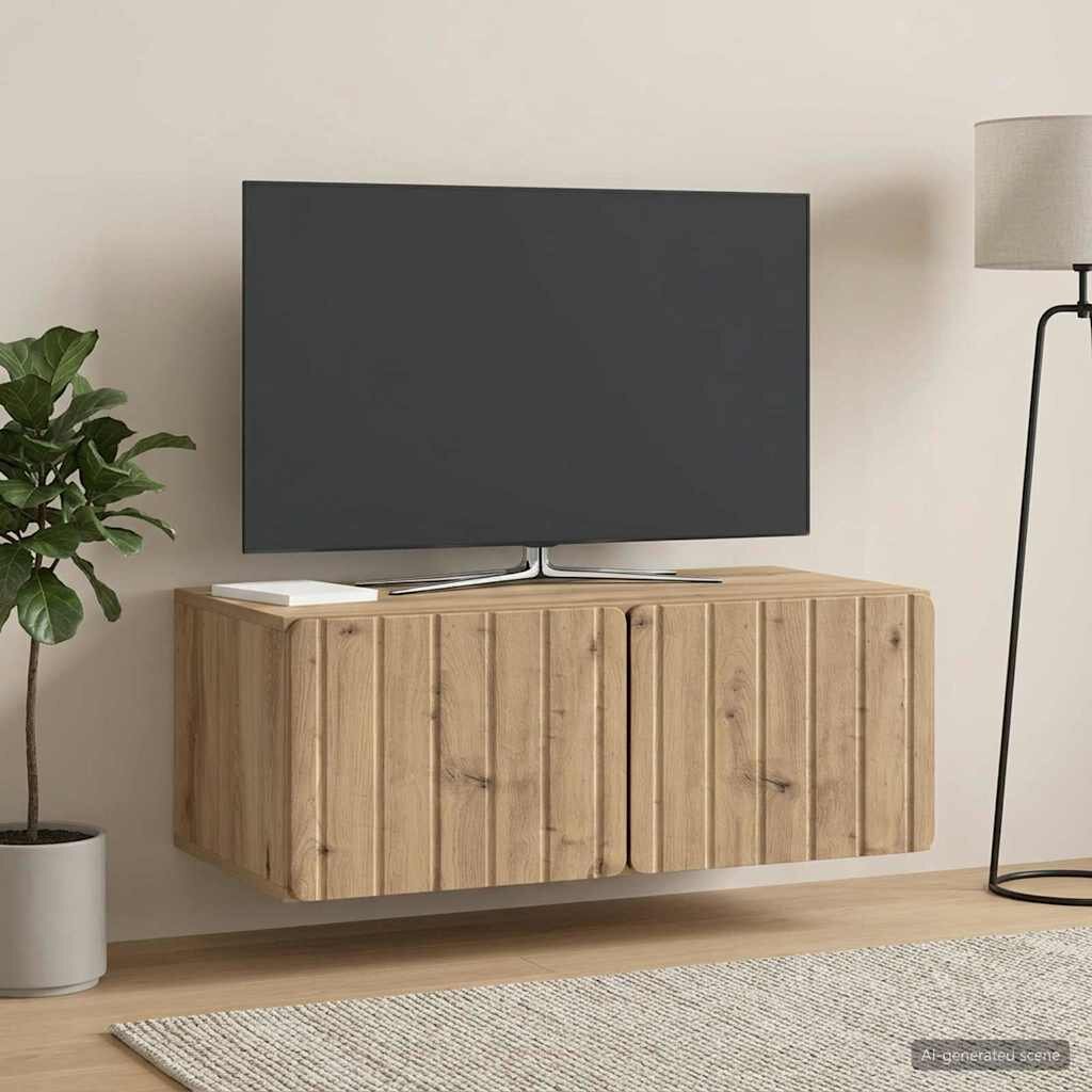 vidaXL Стенно монтиран ТВ шкаф 785 x 41 x 30 см Дъб артизан