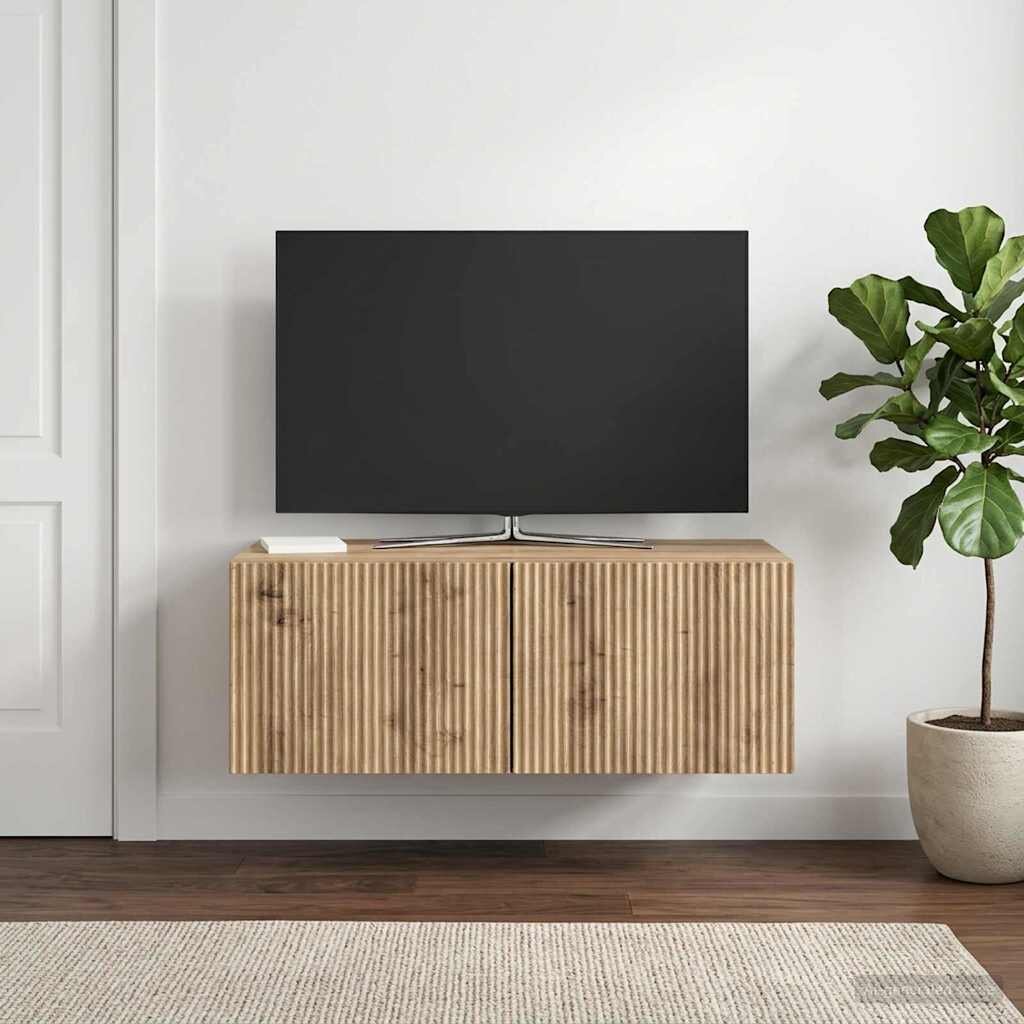 vidaXL Стенно монтиран ТВ шкаф 785 x 41 x 30 см Дъб артизан