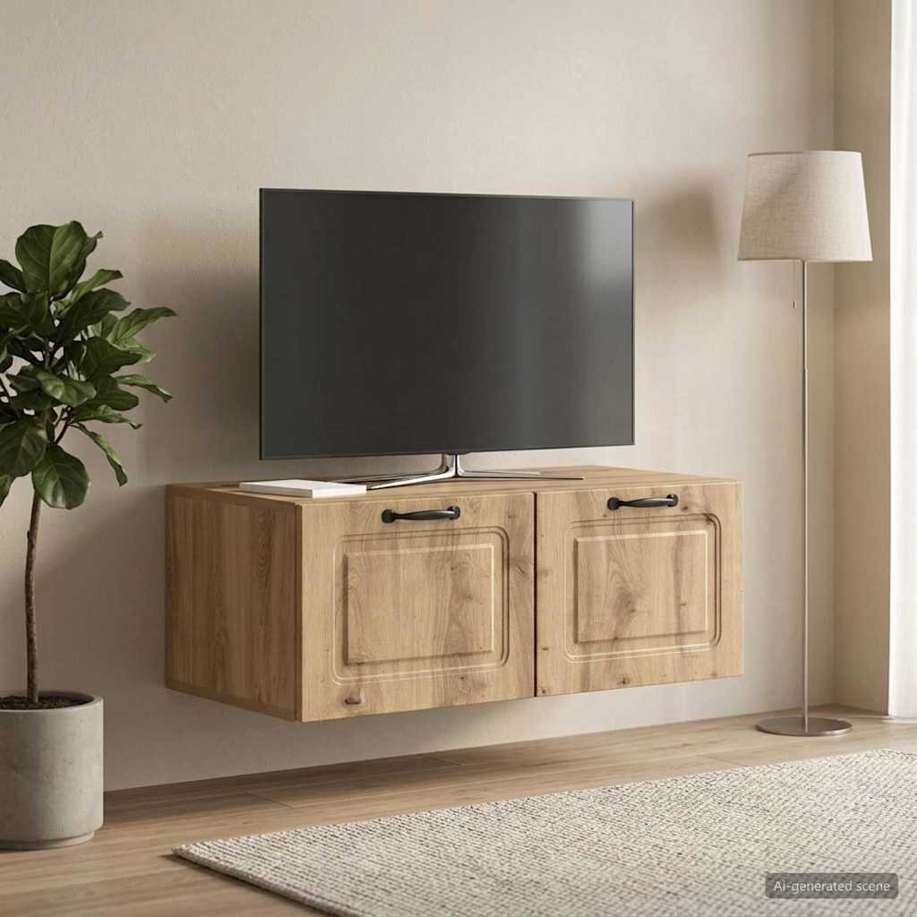 vidaXL Стенно монтиран ТВ шкаф 785 x 41 x 30 см Дъб артизан