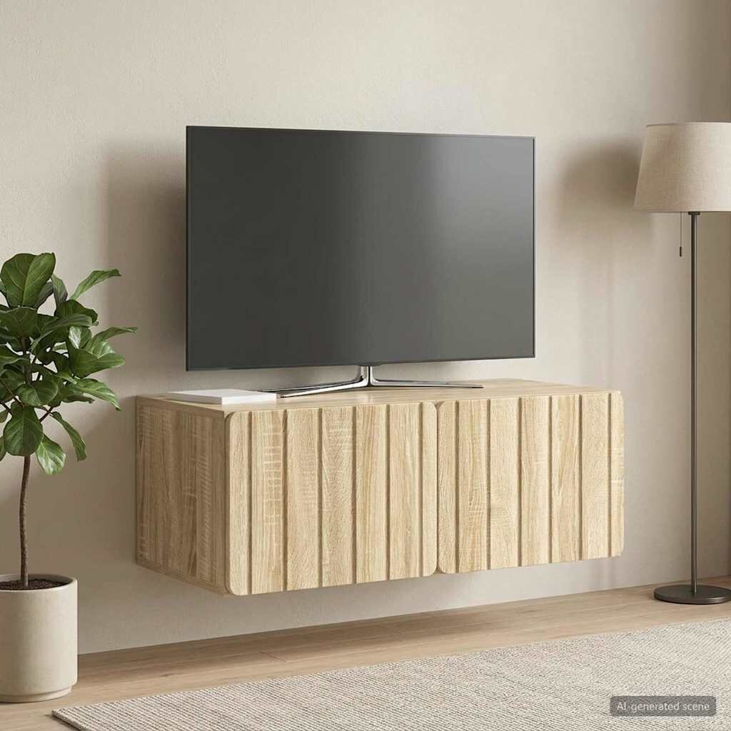 vidaXL Стенно монтиран ТВ шкаф 785 x 41 x 30 см Дъб сонома