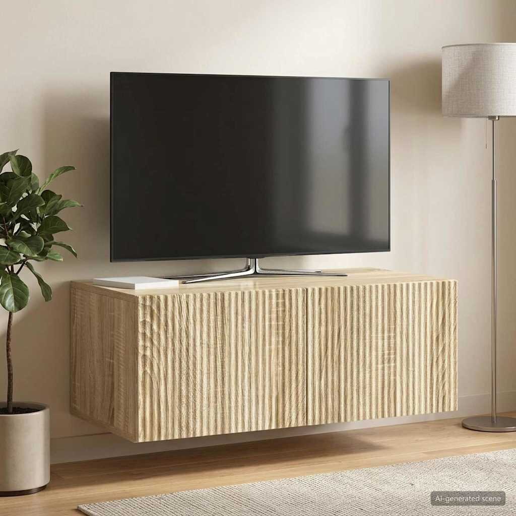 vidaXL Стенно монтиран ТВ шкаф 785 x 41 x 30 см Дъб сонома