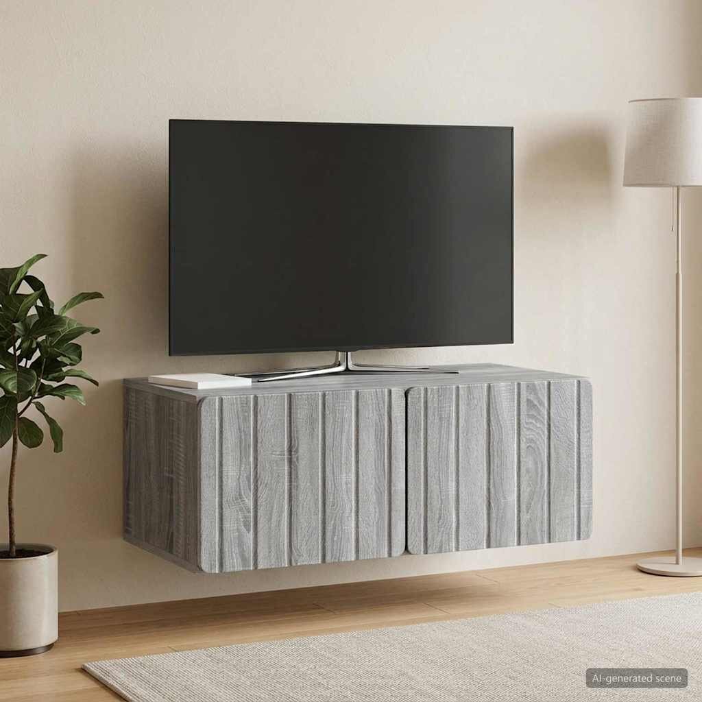 vidaXL Стенно монтиран ТВ шкаф 785 x 41 x 30 см Сив Сонома