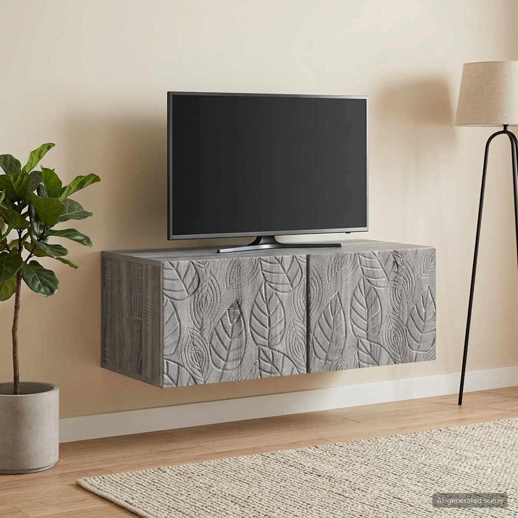 vidaXL Стенно монтиран ТВ шкаф 785 x 41 x 30 см Сив Сонома