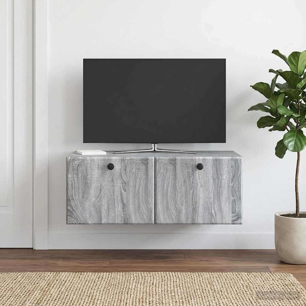 vidaXL Стенно монтиран ТВ шкаф 785 x 41 x 30 см Сив Сонома