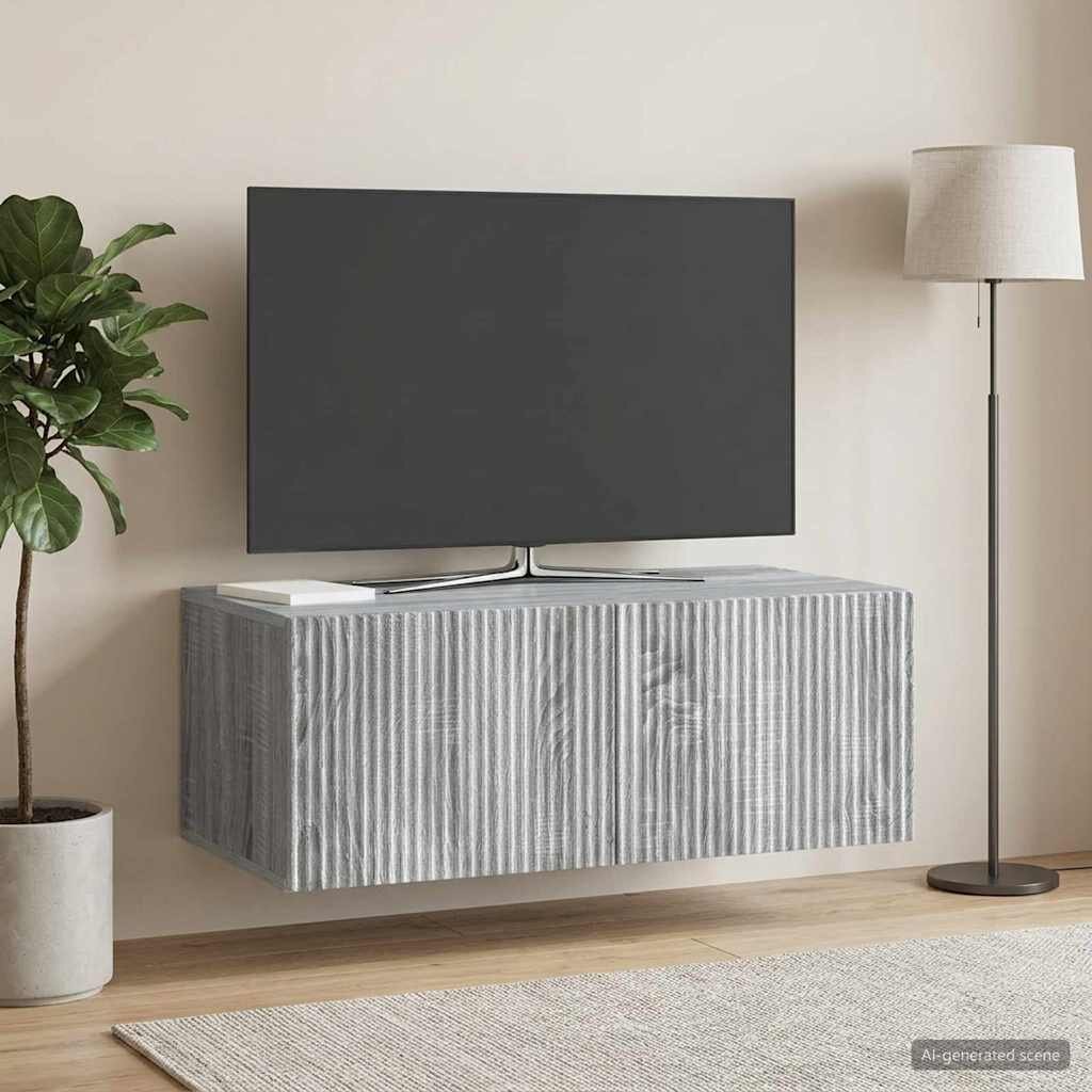 vidaXL Стенно монтиран ТВ шкаф 785 x 41 x 30 см Сива сонома