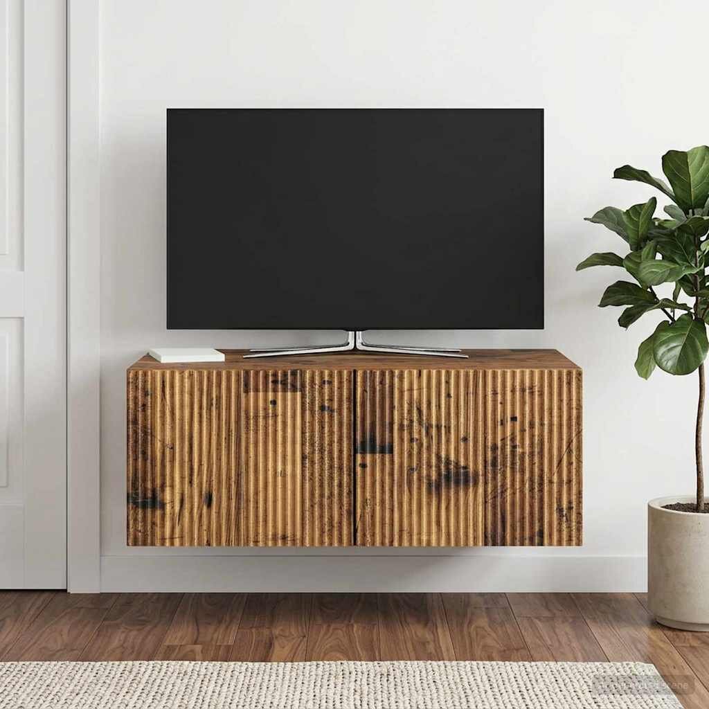 vidaXL Стенно монтиран ТВ шкаф 785 x 41 x 30 см Старо дърво