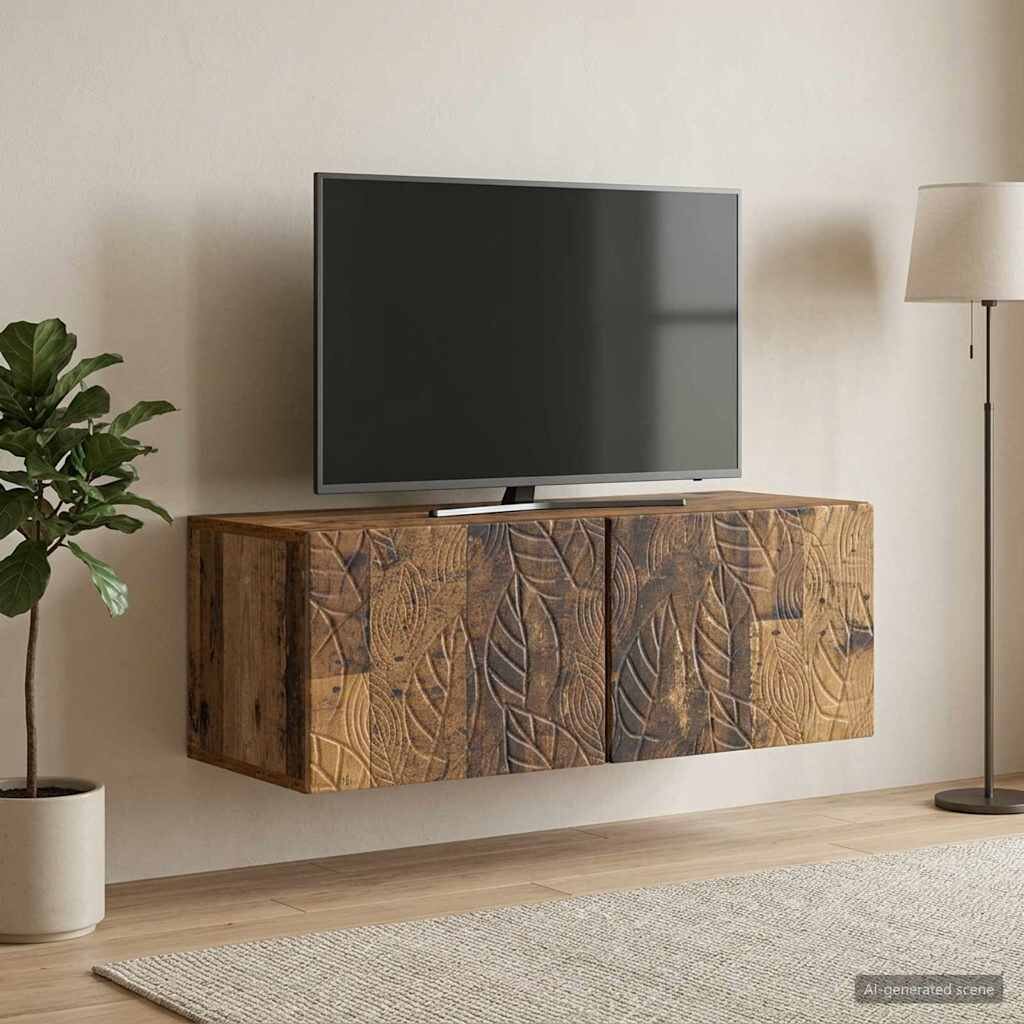 vidaXL Стенно монтиран ТВ шкаф 785 x 41 x 30 см Старо дърво