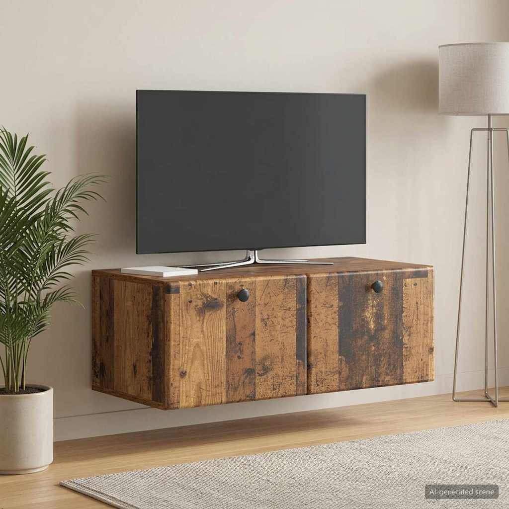 vidaXL Стенно монтиран ТВ шкаф 785 x 41 x 30 см Старо дърво