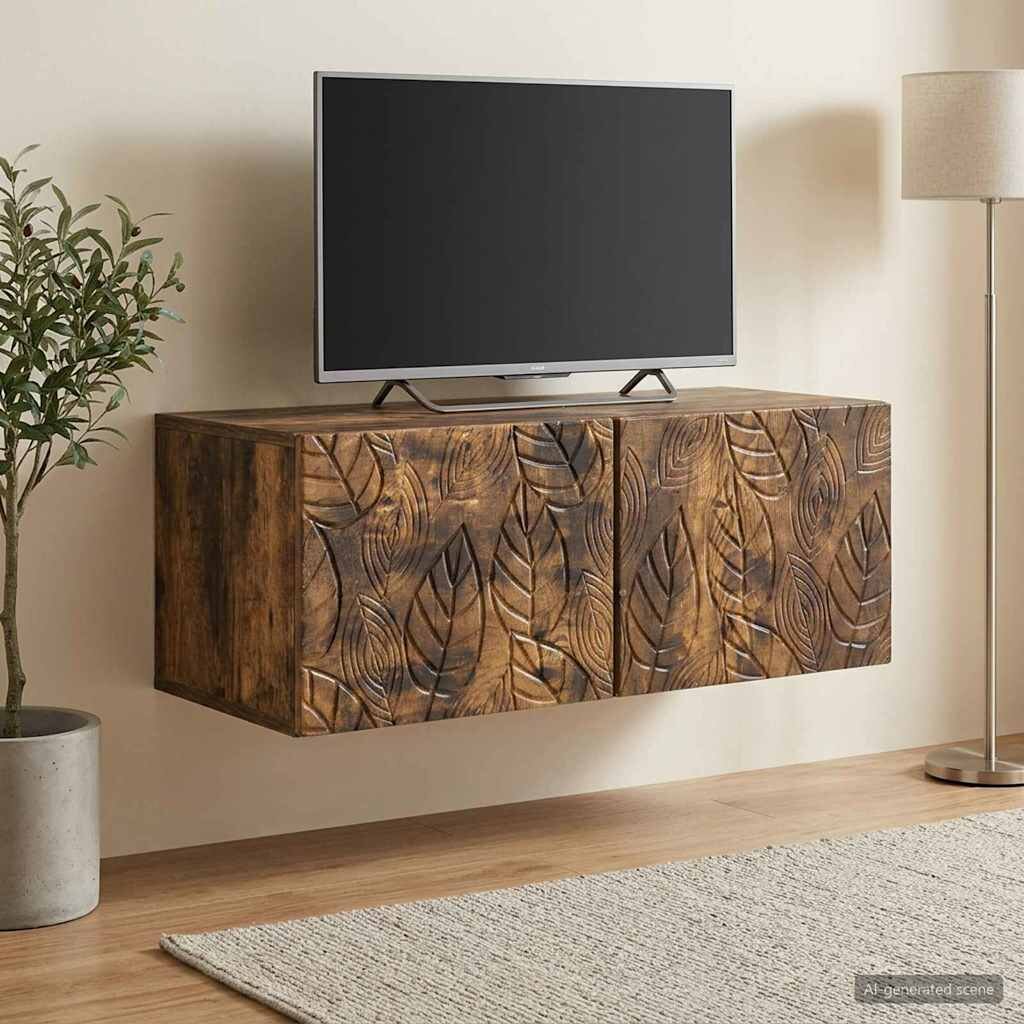 vidaXL Стенно монтиран ТВ шкаф 98 x 31 см Опушен дъб