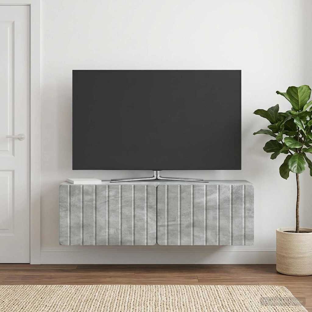 vidaXL Стенно монтиран ТВ шкаф 98 x 31 x 30 см Бетонно сиво