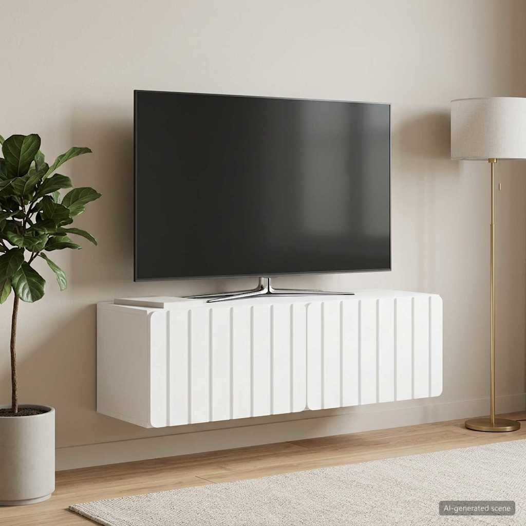 vidaXL Стенно монтиран ТВ шкаф 98 x 31 x 30 см Бяло