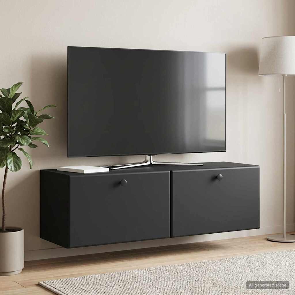 vidaXL Стенно монтиран ТВ шкаф 98 x 31 x 30 см Черно