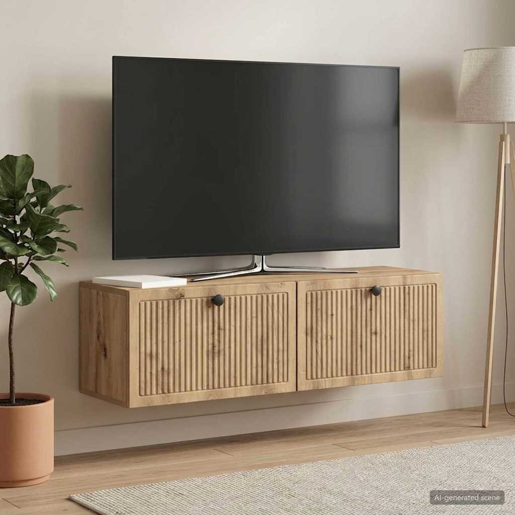 vidaXL Стенно монтиран ТВ шкаф 98 x 31 x 30 см Дъб артизан