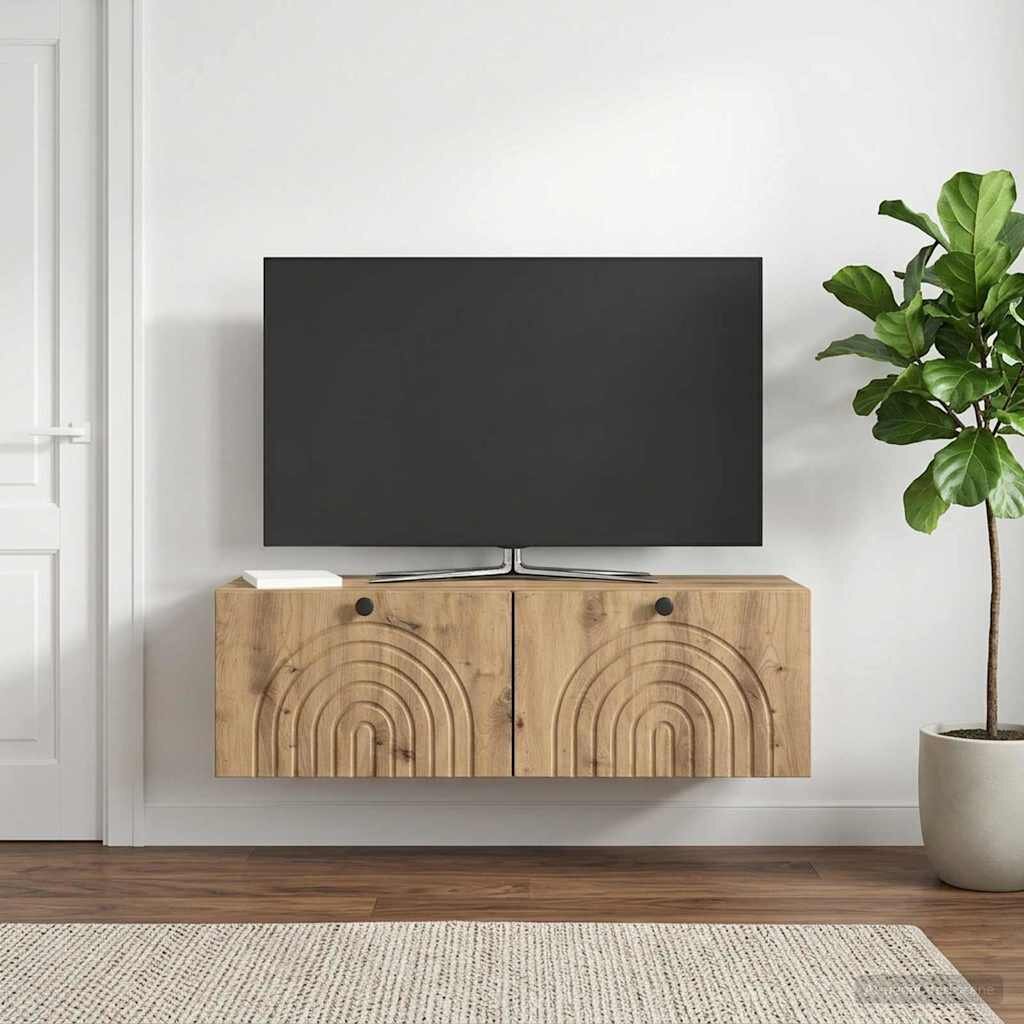 vidaXL Стенно монтиран ТВ шкаф 98 x 31 x 30 см Дъб артизан