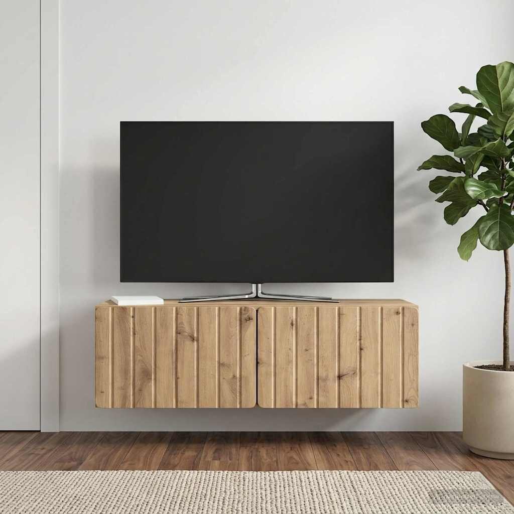 vidaXL Стенно монтиран ТВ шкаф 98 x 31 x 30 см Дъб артизан
