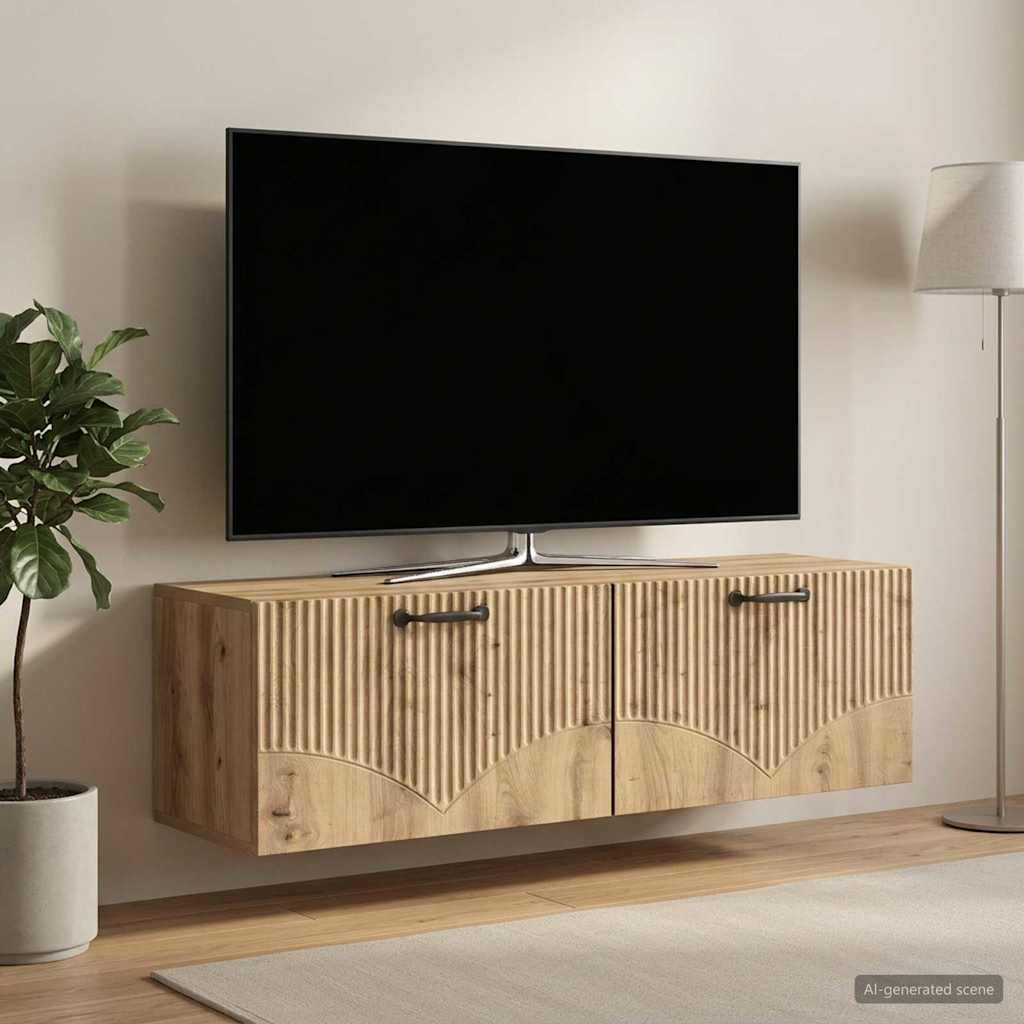 vidaXL Стенно монтиран ТВ шкаф 98 x 31 x 30 см Дъб артизан
