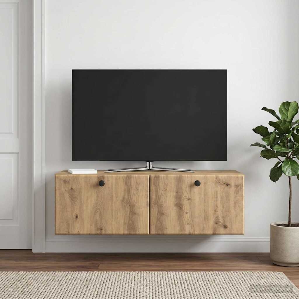 vidaXL Стенно монтиран ТВ шкаф 98 x 31 x 30 см Дъб артизан