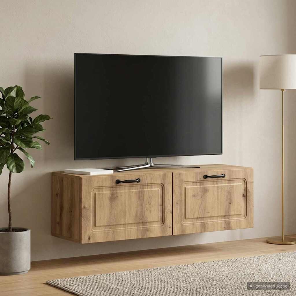 vidaXL Стенно монтиран ТВ шкаф 98 x 31 x 30 см Дъб артизан