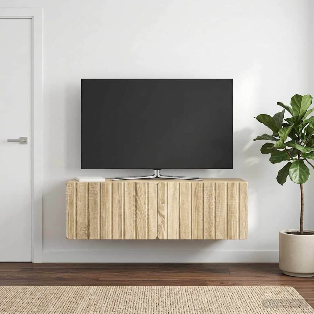 vidaXL Стенно монтиран ТВ шкаф 98 x 31 x 30 см Дъб сонома