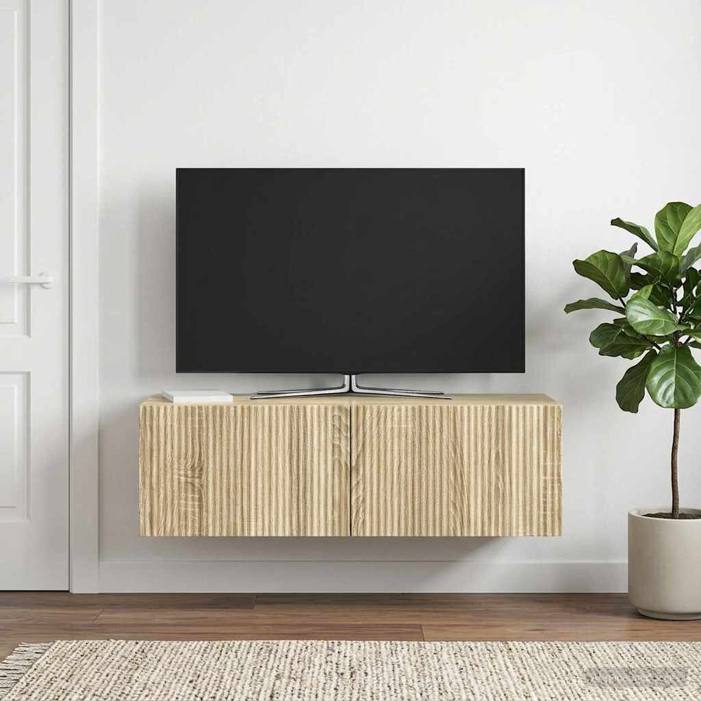vidaXL Стенно монтиран ТВ шкаф 98 x 31 x 30 см Дъб сонома