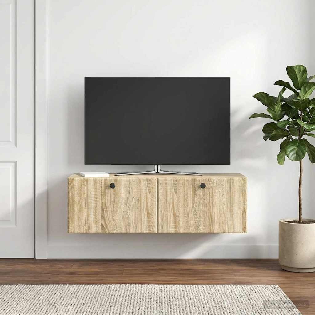 vidaXL Стенно монтиран ТВ шкаф 98 x 31 x 30 см Дъб сонома