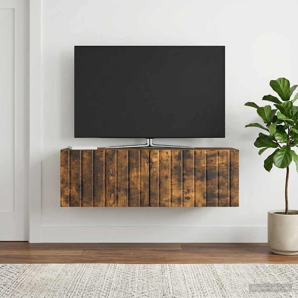vidaXL Стенно монтиран ТВ шкаф 98 x 31 x 30 см Опушен дъб
