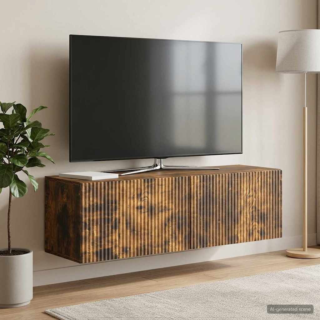 vidaXL Стенно монтиран ТВ шкаф 98 x 31 x 30 см Опушен дъб