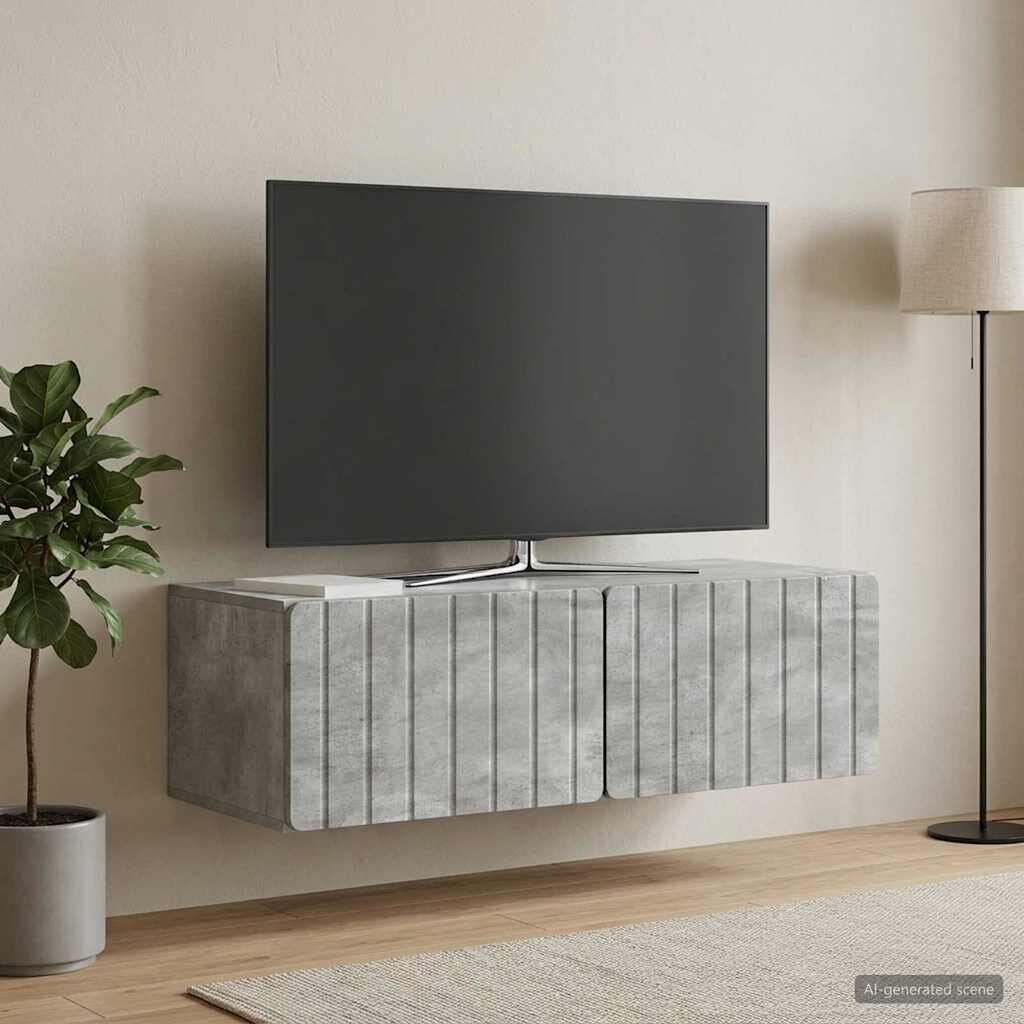 vidaXL Стенно монтиран ТВ шкаф 98 x 41 x 30 см Бетонно сиво