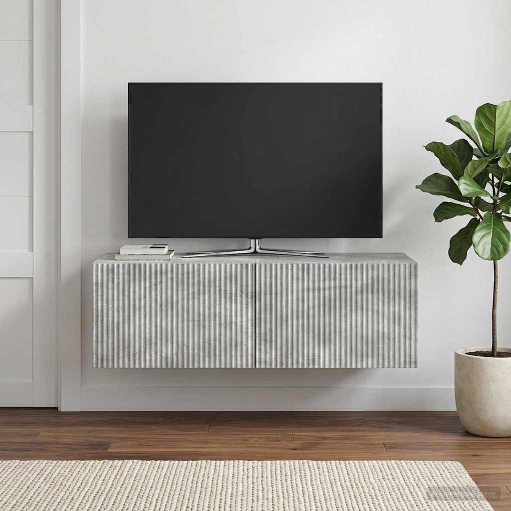 vidaXL Стенно монтиран ТВ шкаф 98 x 41 x 30 см Бетонно сиво