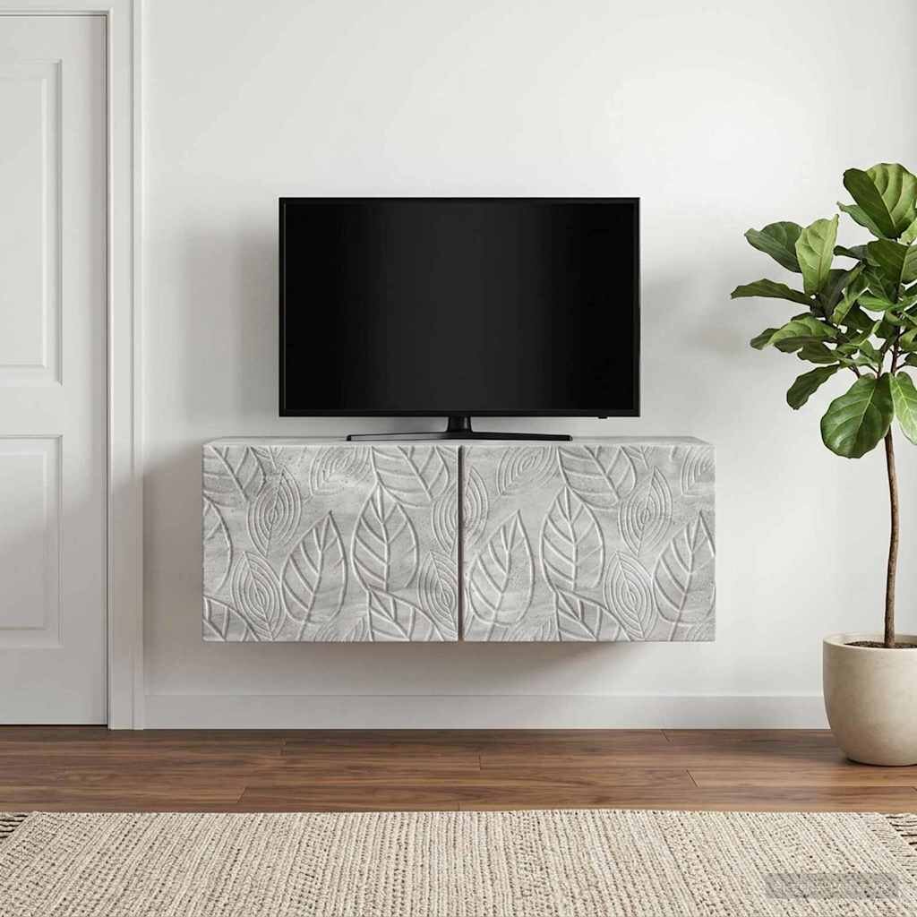 vidaXL Стенно монтиран ТВ шкаф 98 x 41 x 30 см Бетонно сиво