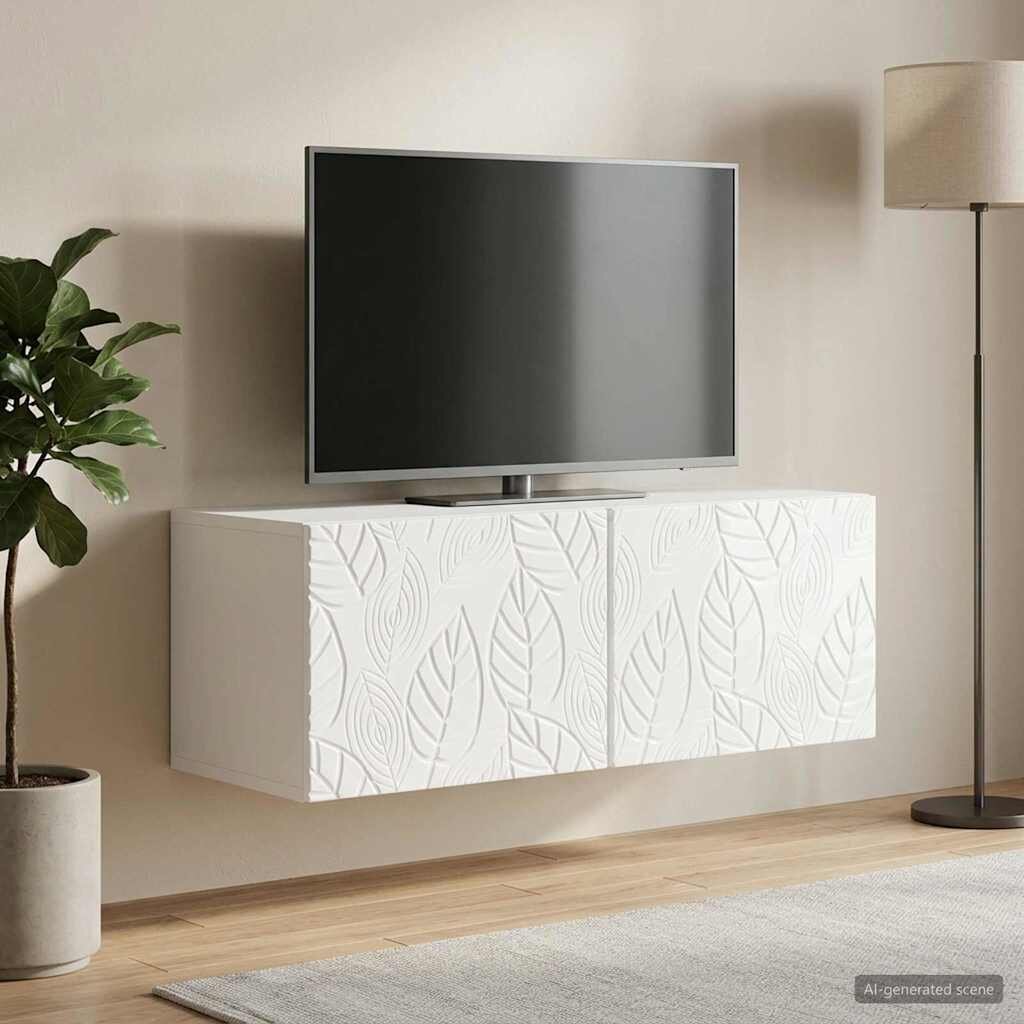 vidaXL Стенно монтиран ТВ шкаф 98 x 41 x 30 см Бял гланц