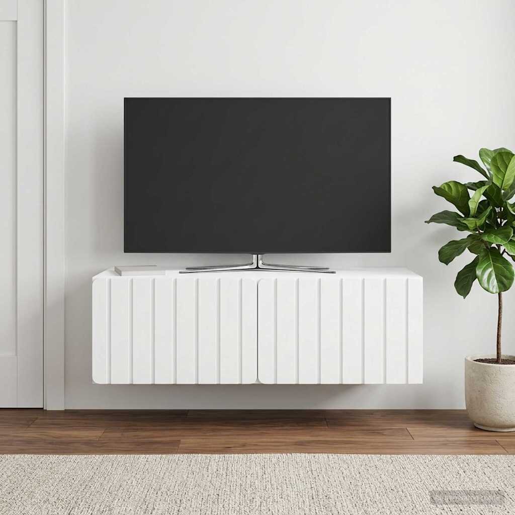 vidaXL Стенно монтиран ТВ шкаф 98 x 41 x 30 см Бяло