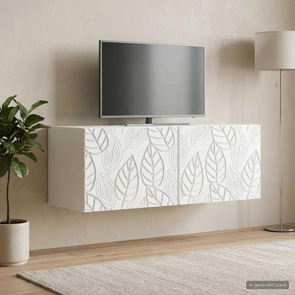 vidaXL Стенно монтиран ТВ шкаф 98 x 41 x 30 см Бяло