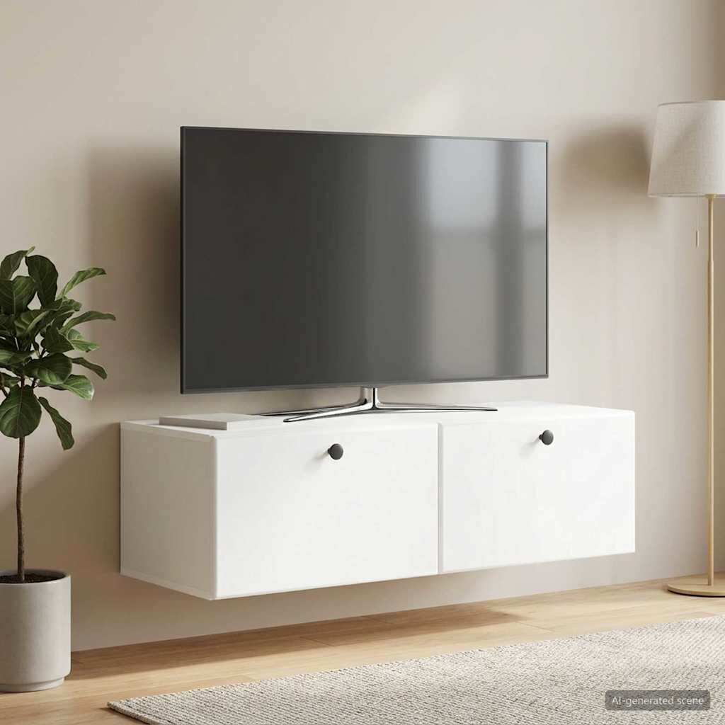 vidaXL Стенно монтиран ТВ шкаф 98 x 41 x 30 см Бяло