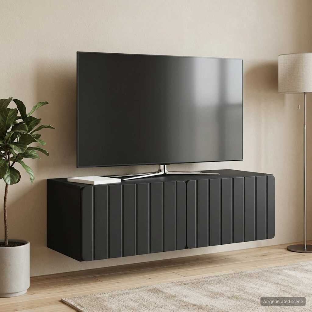 vidaXL Стенно монтиран ТВ шкаф 98 x 41 x 30 см Черно