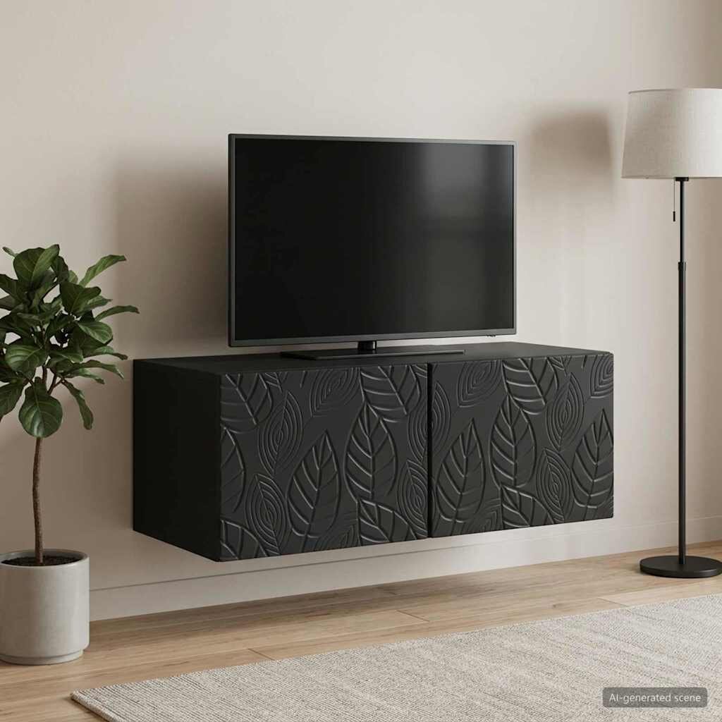 vidaXL Стенно монтиран ТВ шкаф 98 x 41 x 30 см Черно