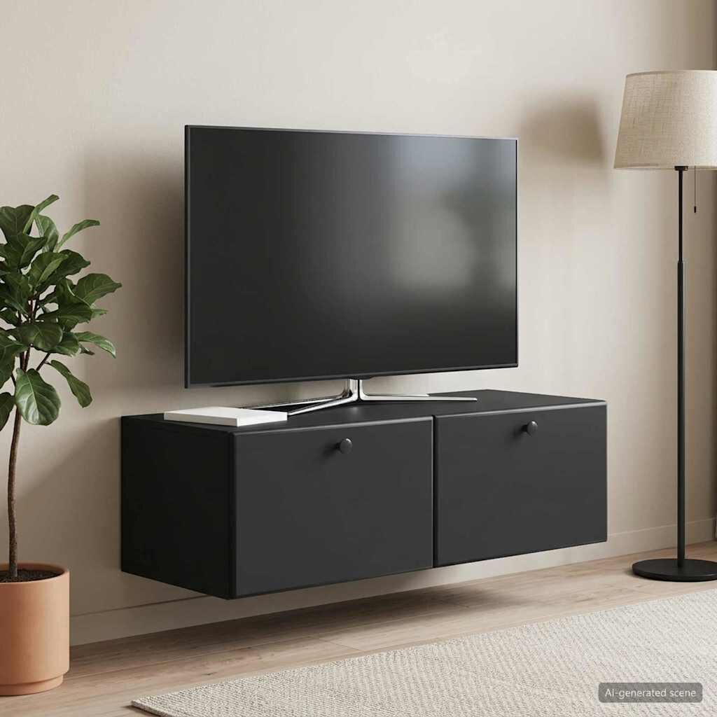 vidaXL Стенно монтиран ТВ шкаф 98 x 41 x 30 см Черно