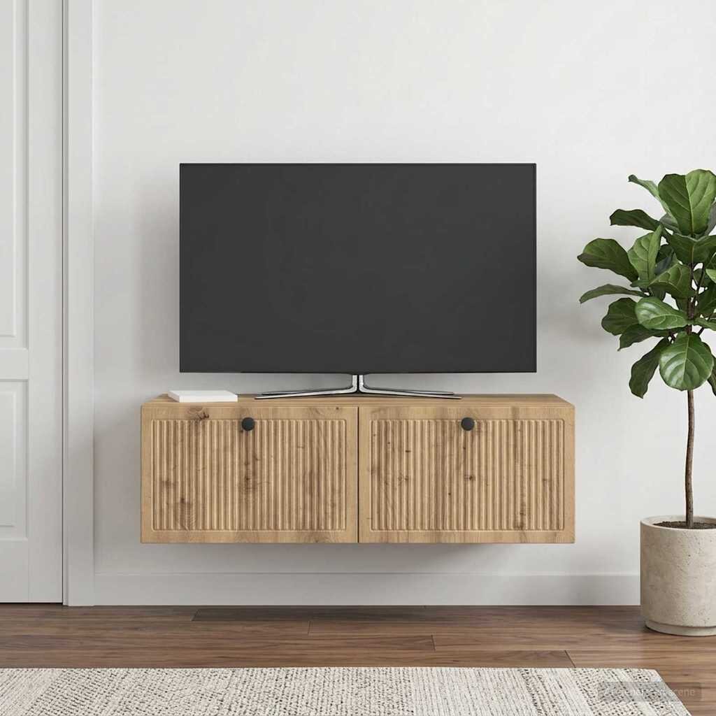 vidaXL Стенно монтиран ТВ шкаф 98 x 41 x 30 см Дъб артизан