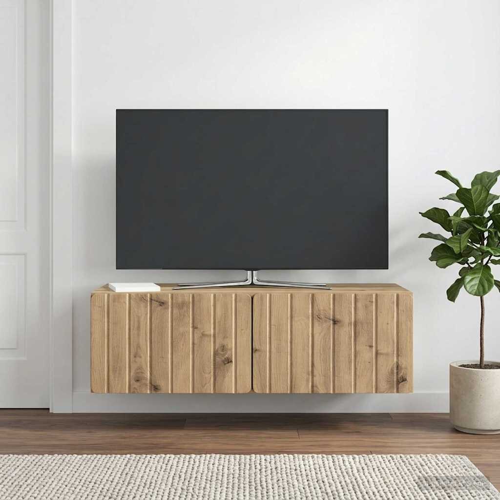 vidaXL Стенно монтиран ТВ шкаф 98 x 41 x 30 см Дъб артизан