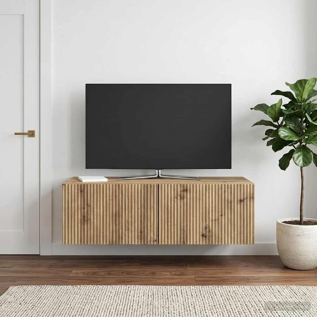 vidaXL Стенно монтиран ТВ шкаф 98 x 41 x 30 см Дъб артизан